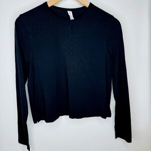 Lululemon Classic-Fit Cotton-Blend Long Sleeve Shirt, Black, Size 6